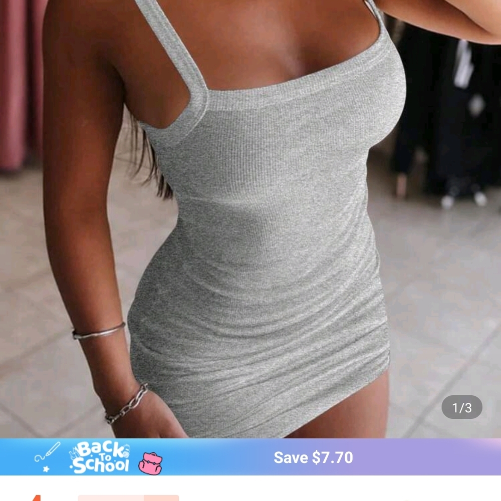 SHEIN Gray Ribbed Mini Dress